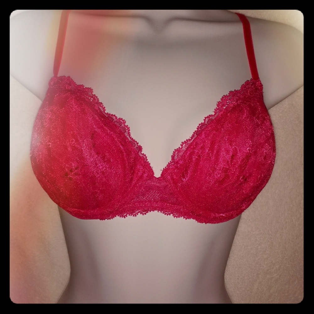 NEW NATORI BRA IN A HOT PINK RED LIGHT PADDING 34C